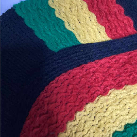 Elegant Black Rasta Poncho with Colorful Stripes - Picture 13 of 14